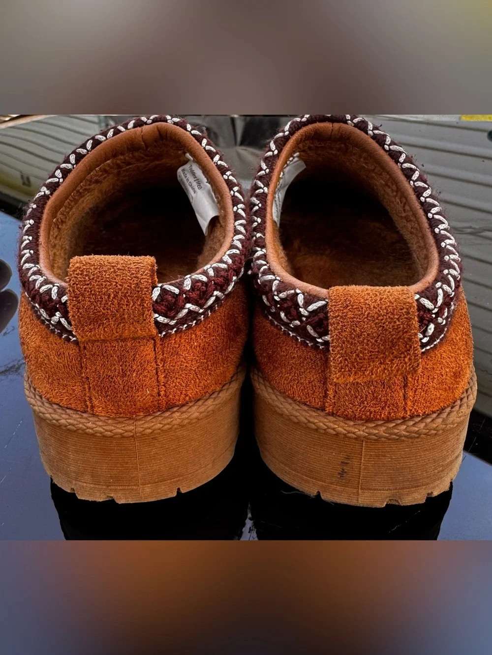 Girl’s Cozy Slip-On Suede Clogs in Chestnut Brown Size 9